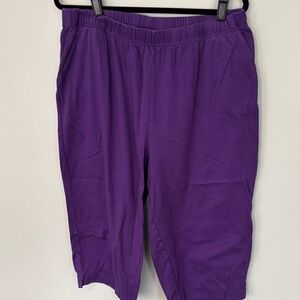 Woman Within Purple Elastic Waist Capri